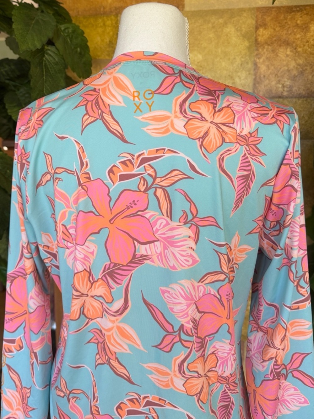 NEW Roxy Women’s UPF 50 Sun Protection Rash Guard Floral Long Sleeve Swim Tee - Picture 9 of 13
